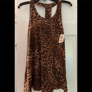 NEW WITH TAGS T-Back Sleeveless Tunic Length Top Shelf Bra Animal Print Small